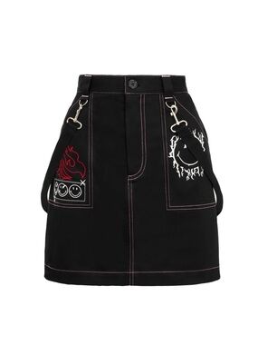 NWT Hell Bunny Smiley Black Dylan Skirt Size XL